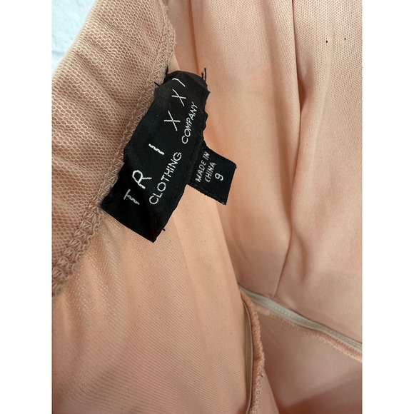 Trixxi Blush Pink Rosette Maxi Dress Rhinestone Sweetheart Formal Prom Size 9 - Picture 5 of 13